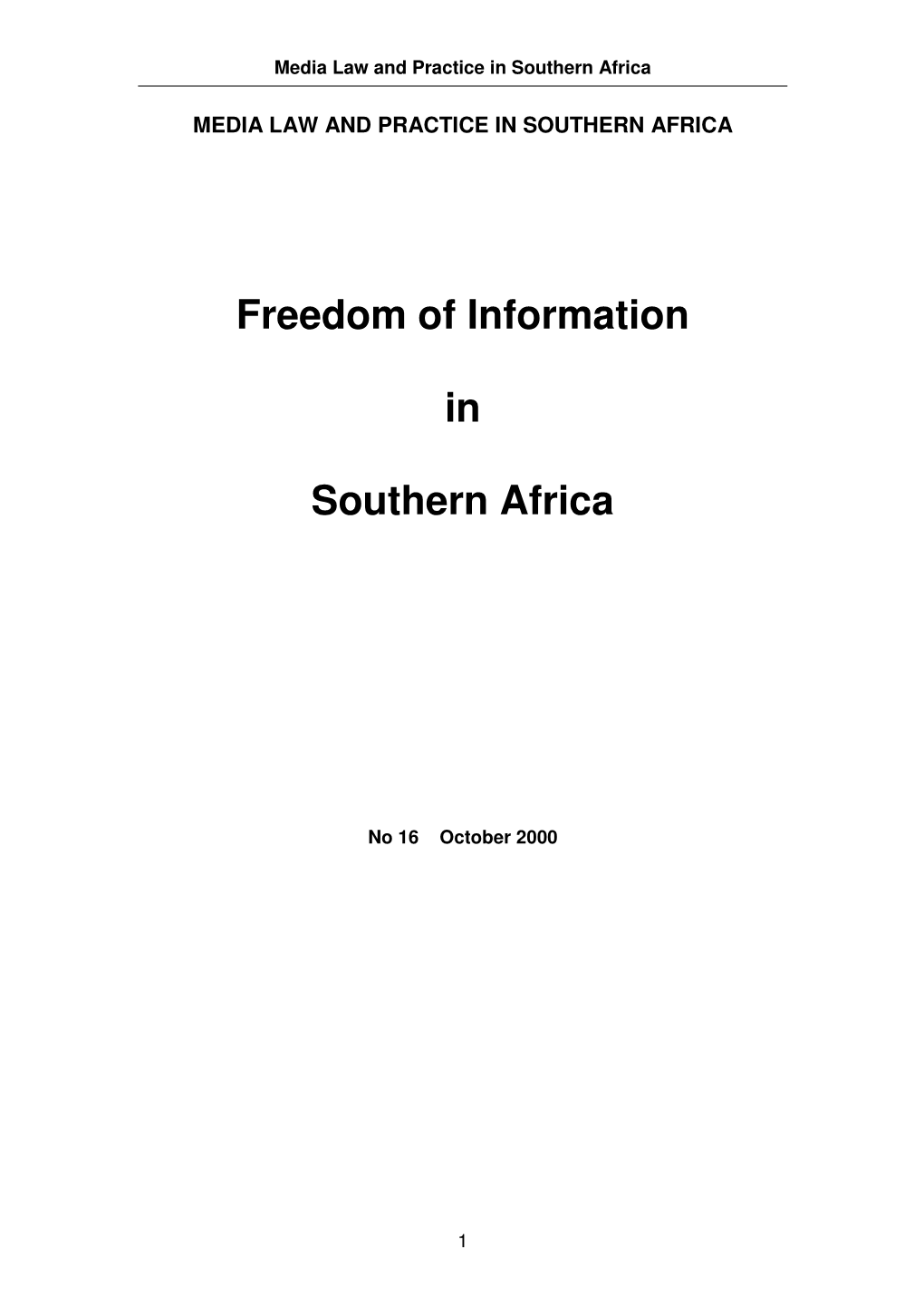 Freedom of Information in Southern Africa