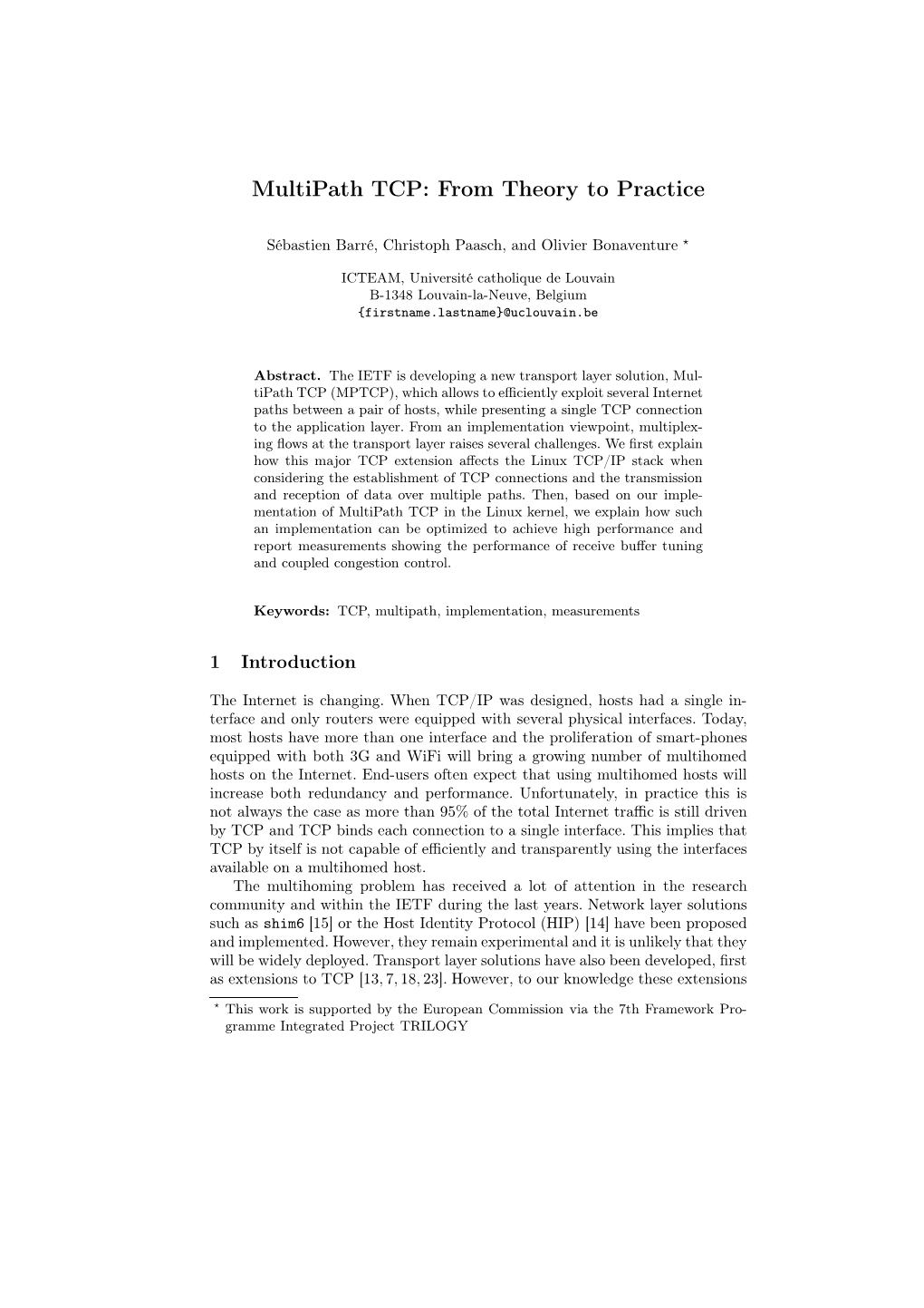 Multipath TCP: from Theory to Practice