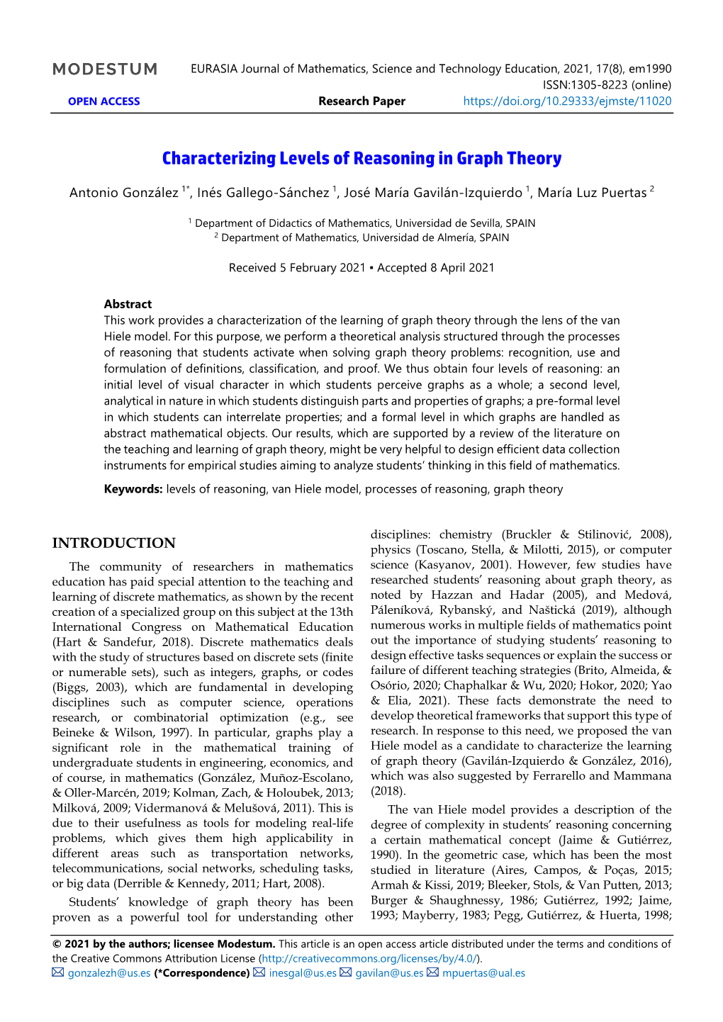 Characterizing Levels of Reasoning in Graph Theory