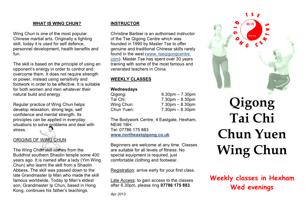 Qigong Tai Chi Chun Yuen Wing Chun