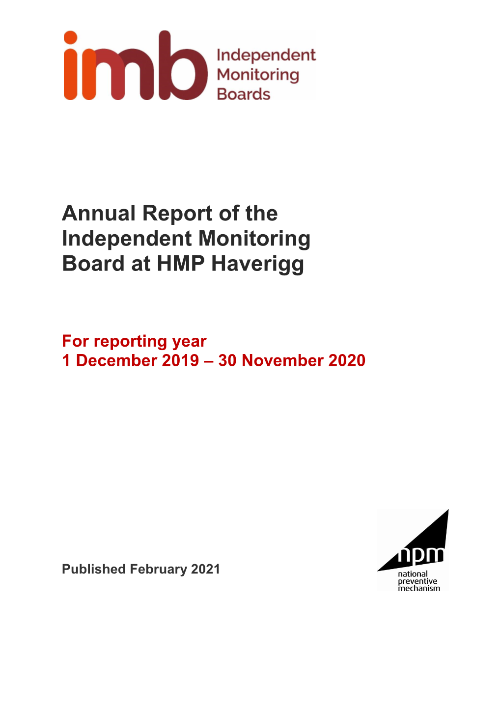 Annual Report of the Independent Monitoring Board at HMP Haverigg