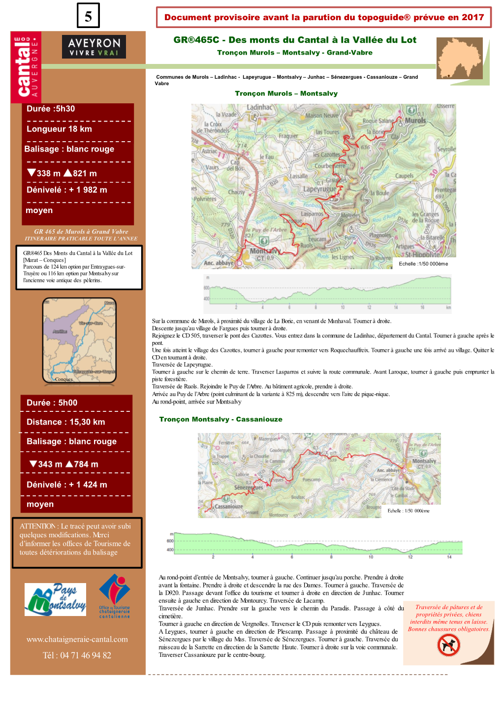 Grand Vabre Tronçon Murols – Montsalvy Durée :5H30