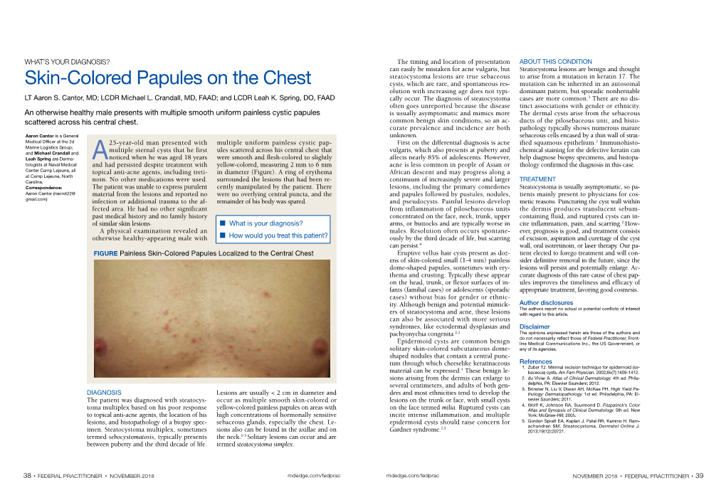 Skin-Colored Papules on the Chest