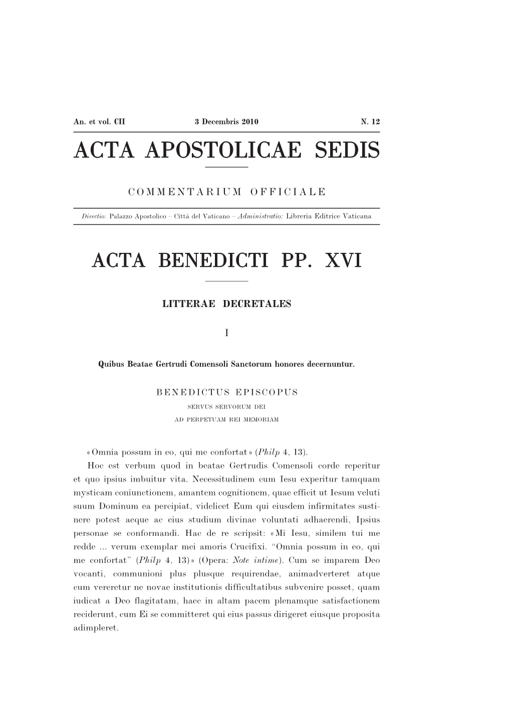 Acta Apostolicae Sedis