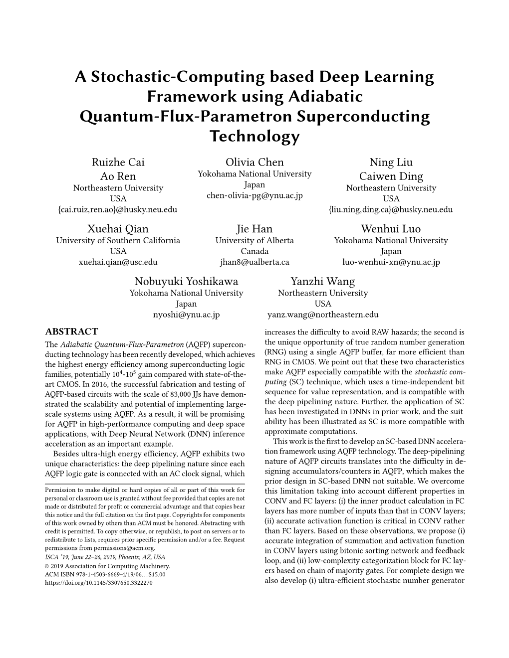 A Stochastic-Computing Based Deep Learning Framework Using