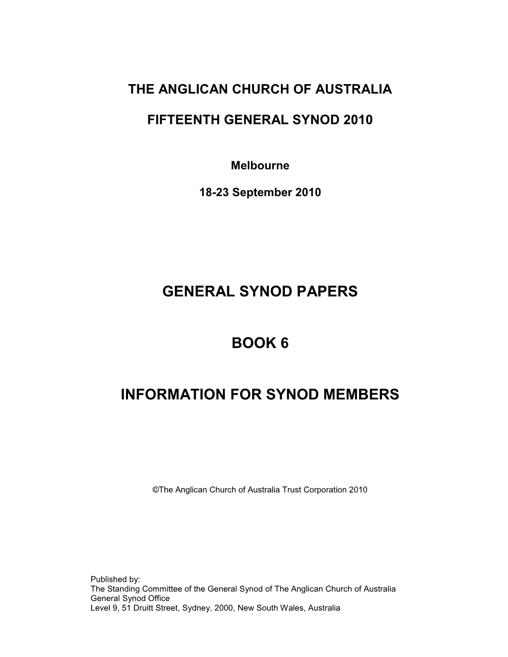 Information for Synod Members