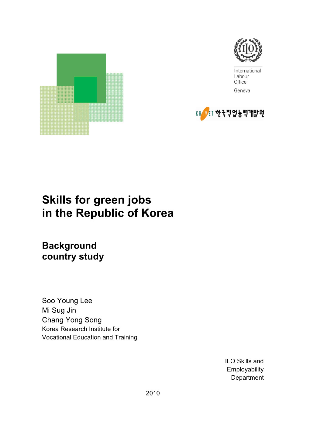 Skills for Green Jobs in the Republic of Korea
