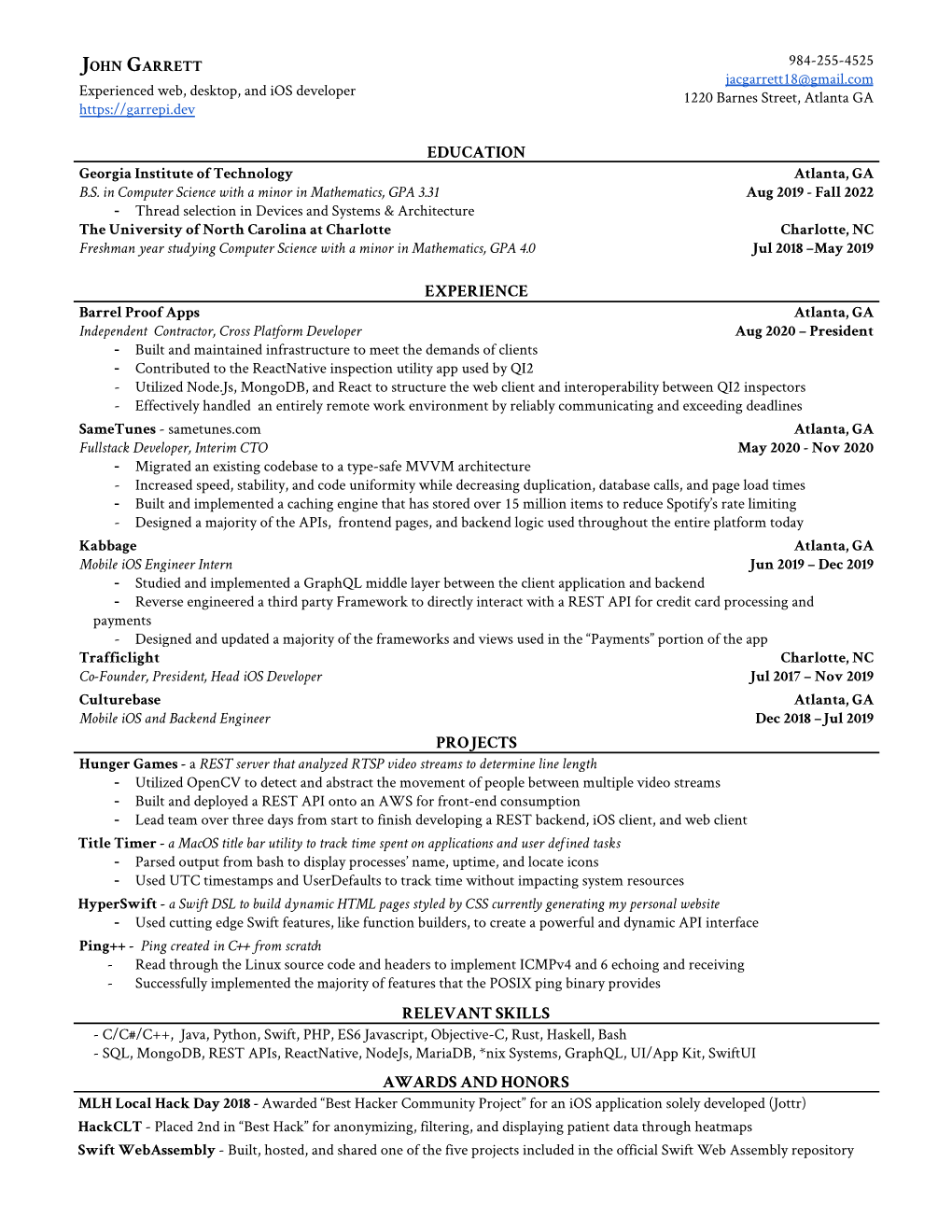 Formal Resume