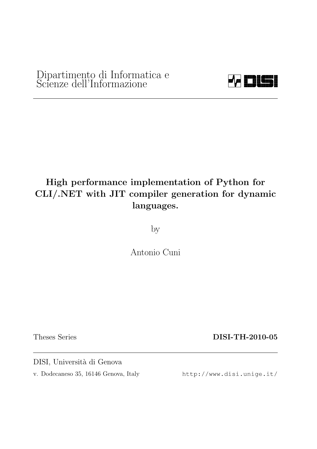 Dipartimento Di Informatica E Scienze Dell'informazione