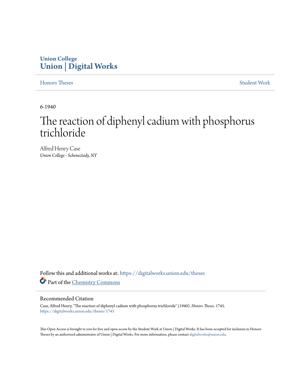 The Reaction of Diphenyl Cadium with Phosphorus Trichloride