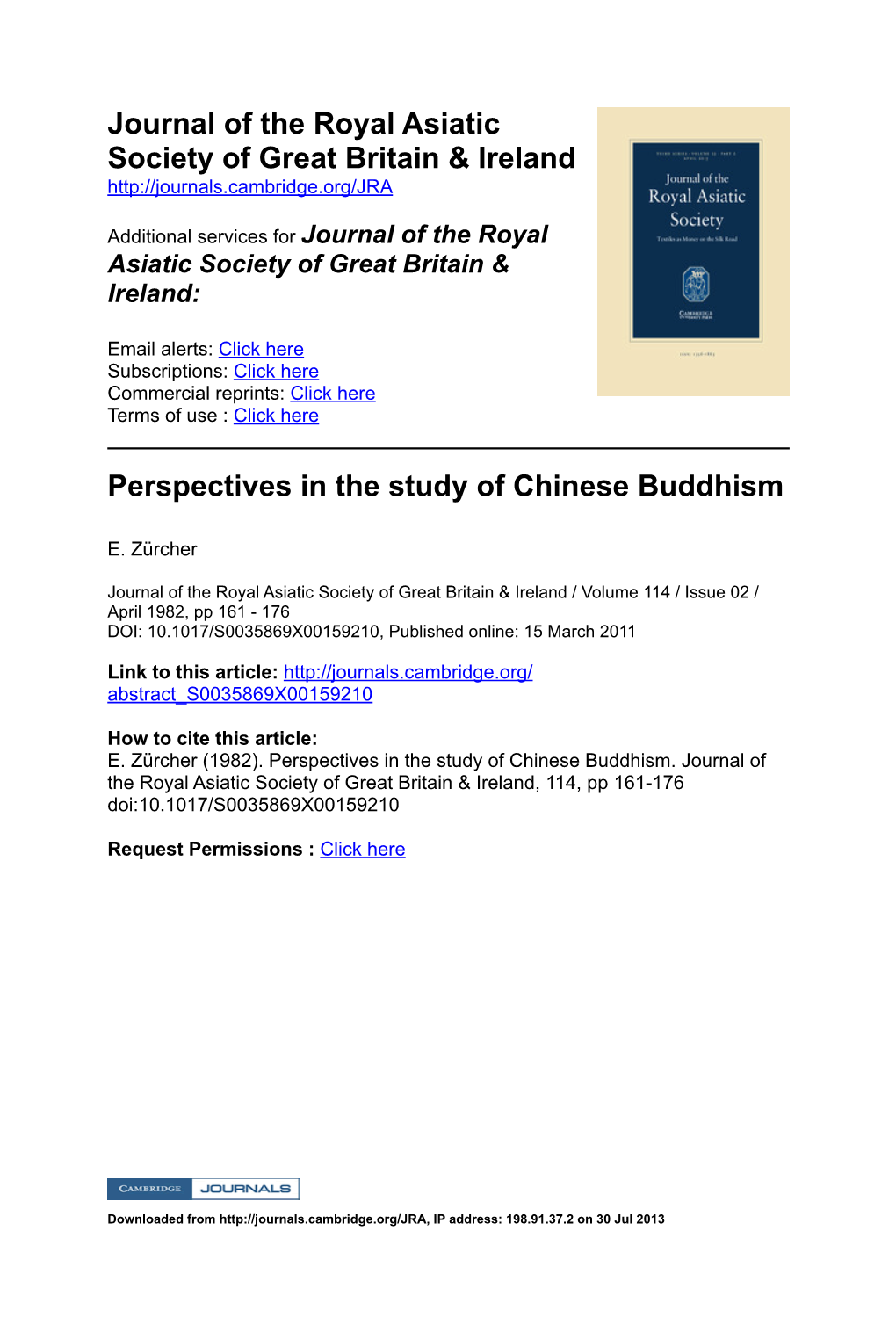 Journal of the Royal Asiatic Society of Great Britain & Ireland Perspectives