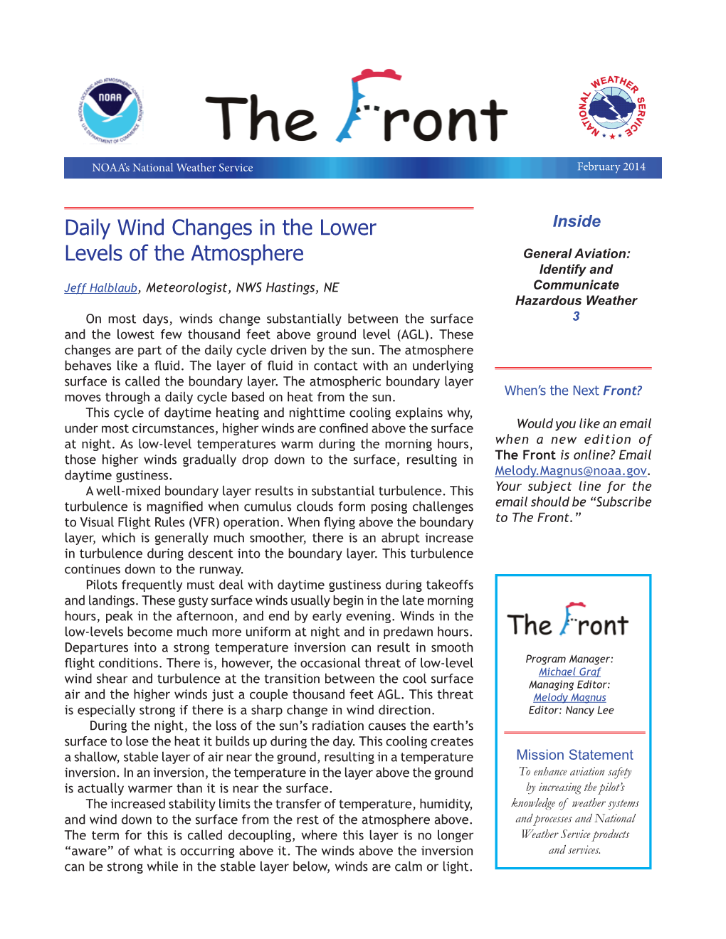 Daily Wind Changes in the Lower Levels of the Atmosphere