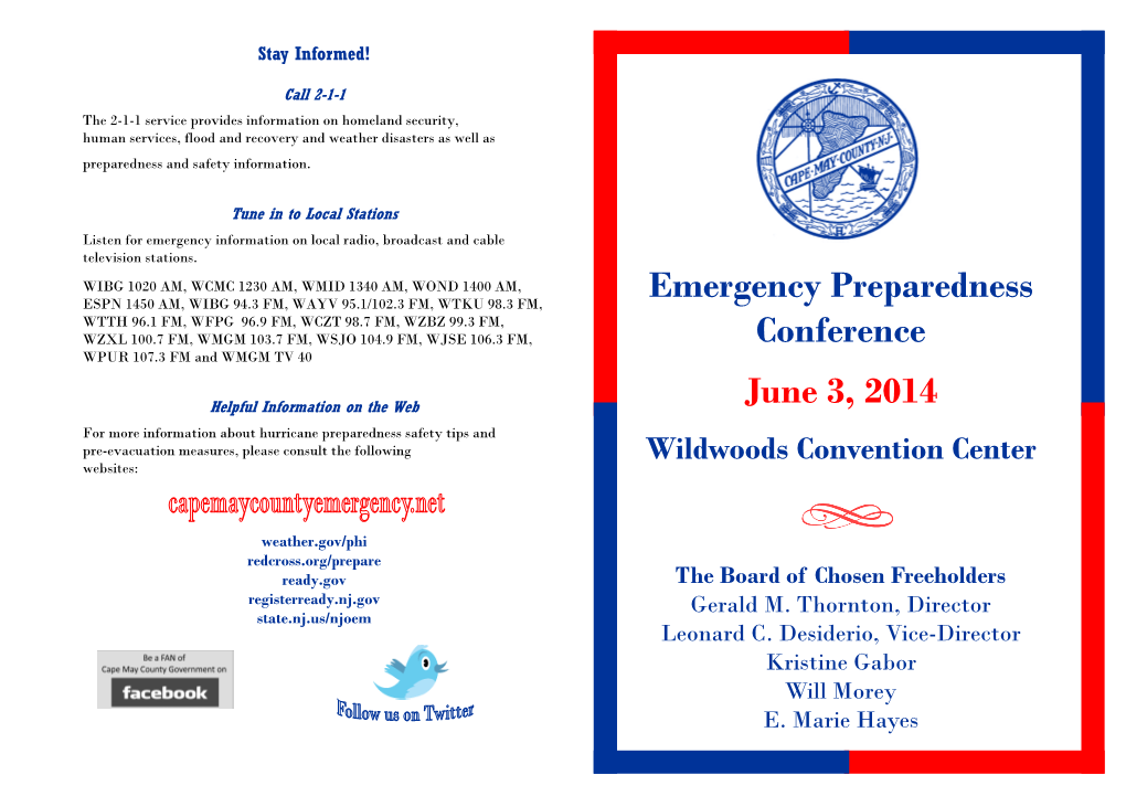 Emergency Preparedness Conference June 3, 2014