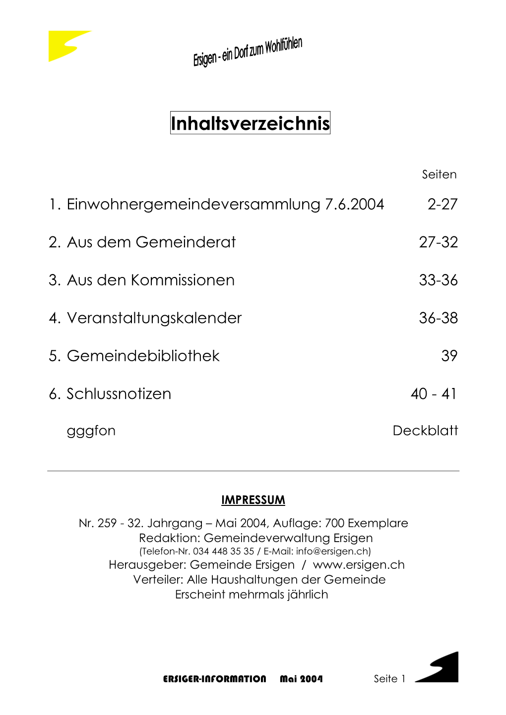 Inhaltsverzeichnis