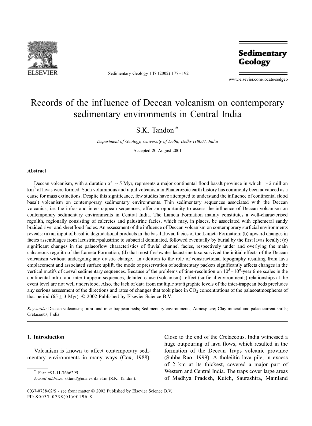 Records of the Influence of Deccan Volcanism on Contemporary