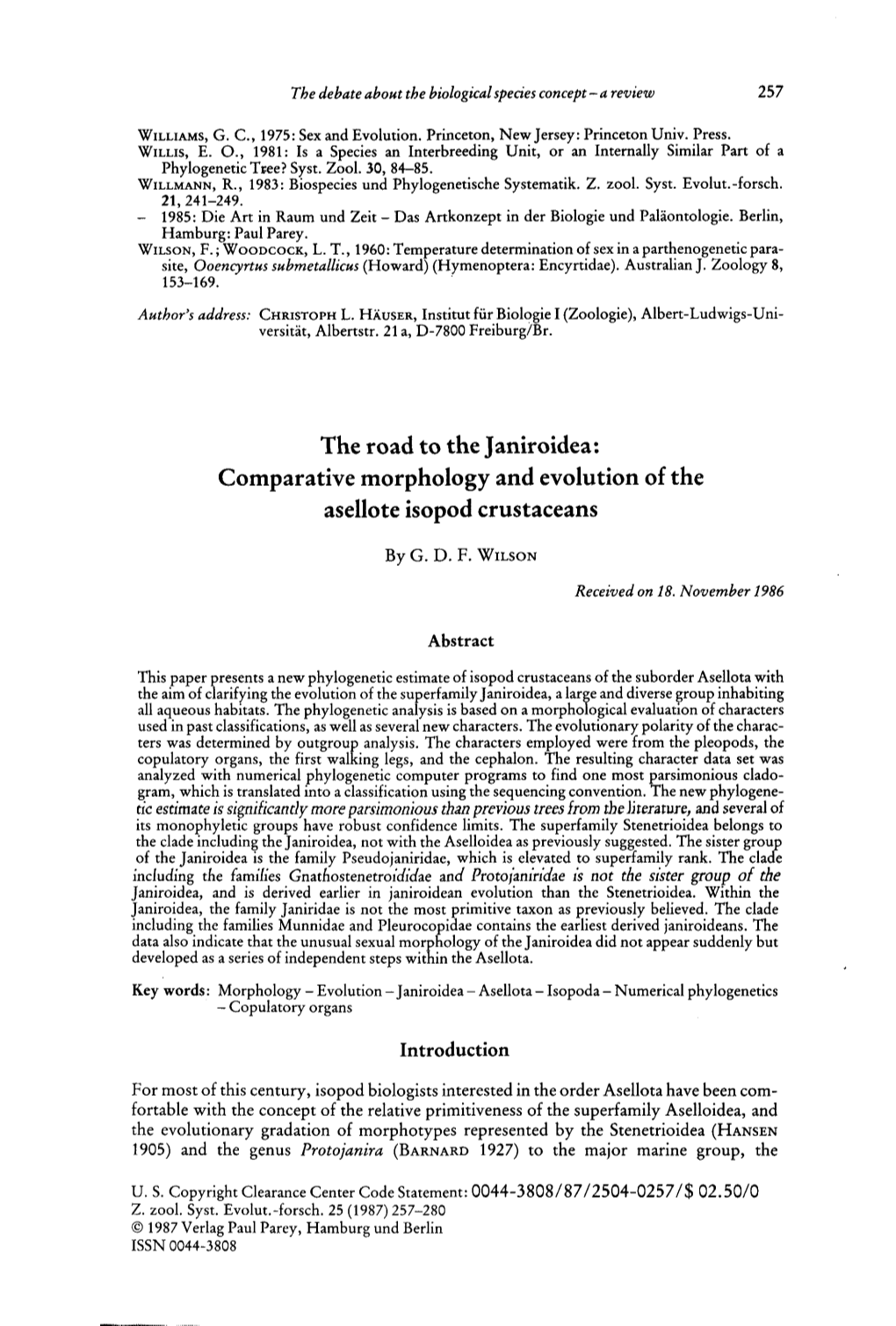 Comparative Morphology and Evolution of the Asellote Isopod Crustaceans