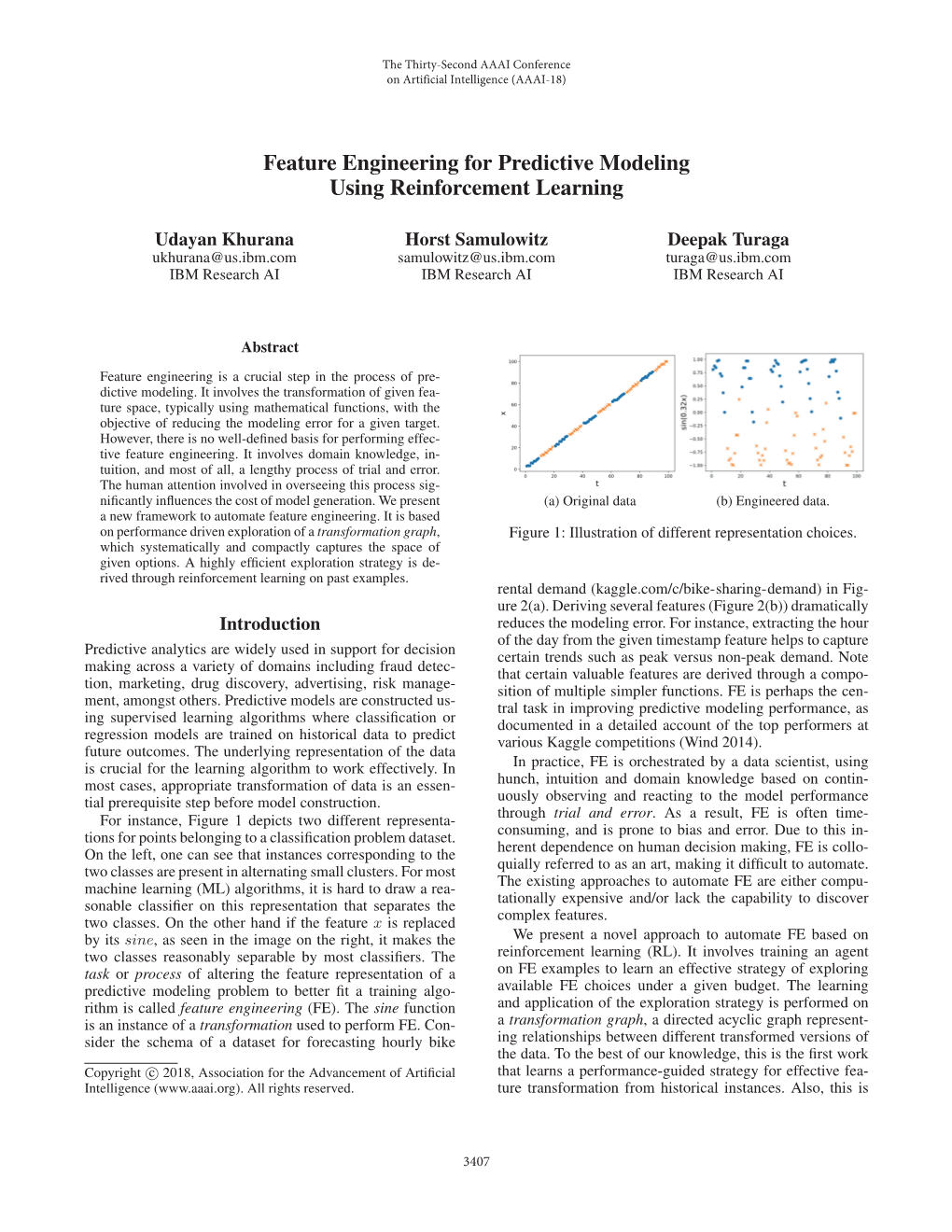 Feature Engineering for Predictive Modeling Using Reinforcement Learning