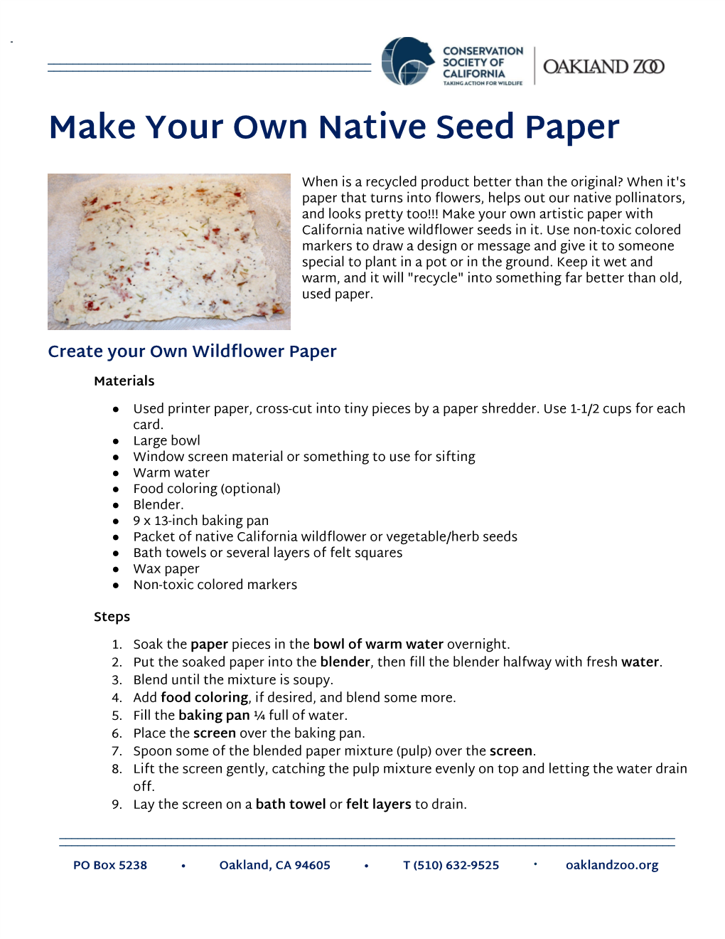 Make Your Own Native Seed Paper
