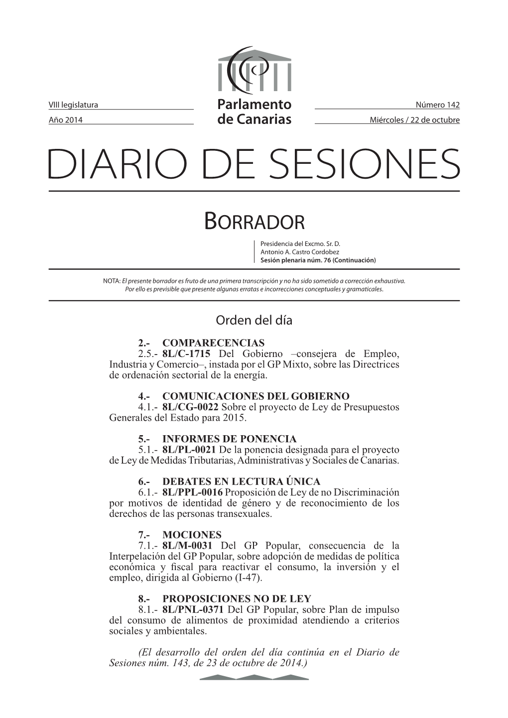 Borrador Presidencia Del Excmo