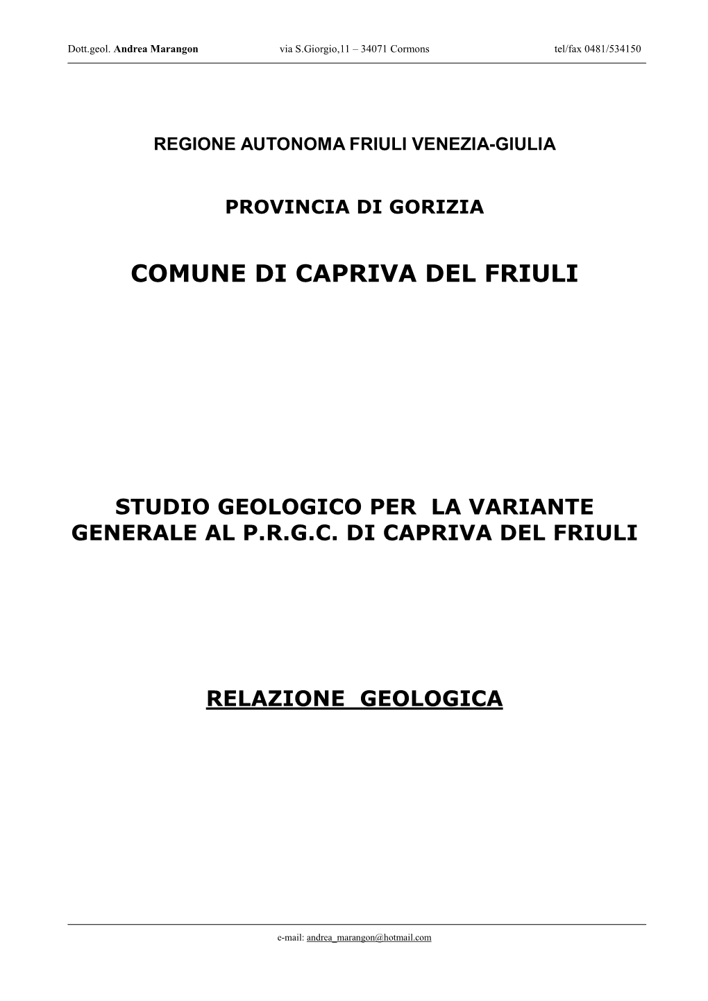 Relazione Geologica