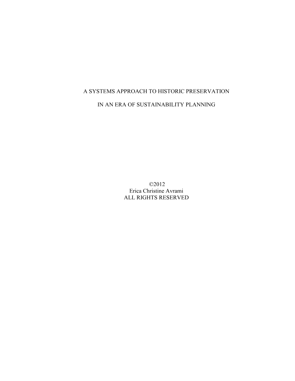 Historic Preservation, Planning, and Sustainability