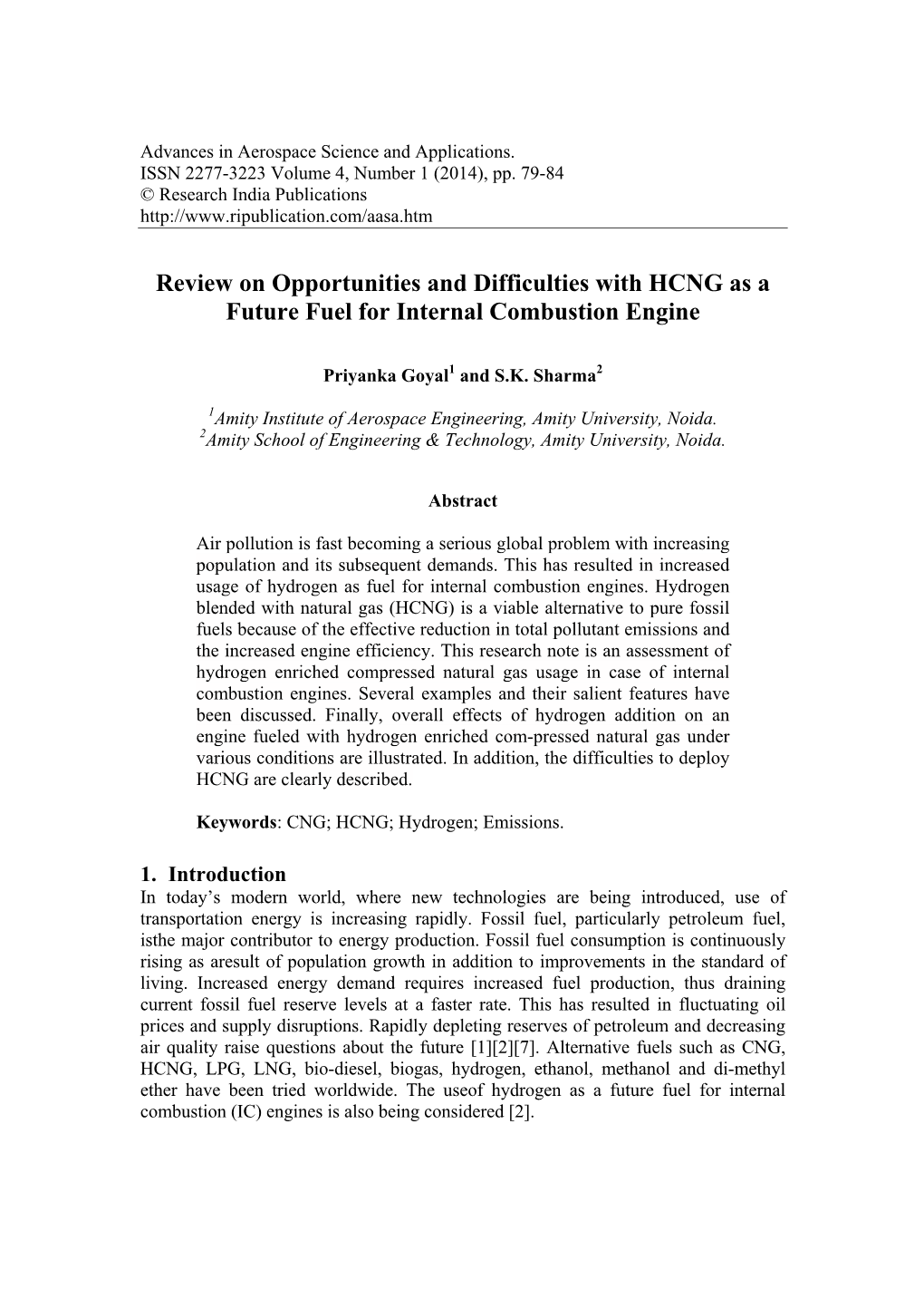 Review on Opportunities and Difficulties with HCNG As a Future Fuel for Internal Combustion Engine