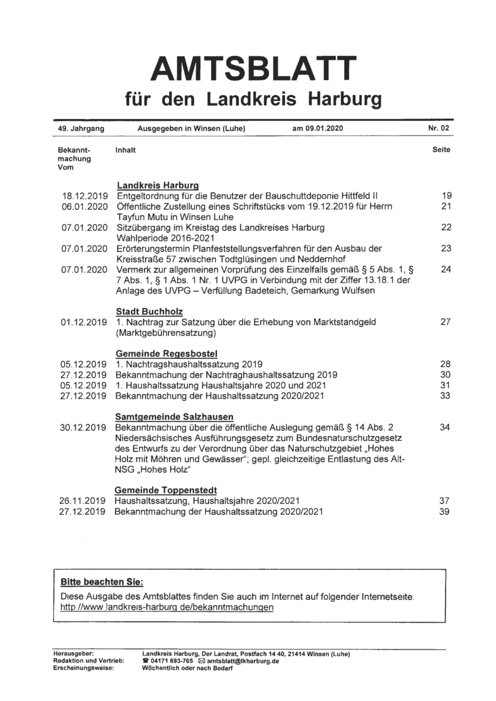 AMTSBLATT Für Den Landkreis Harburg