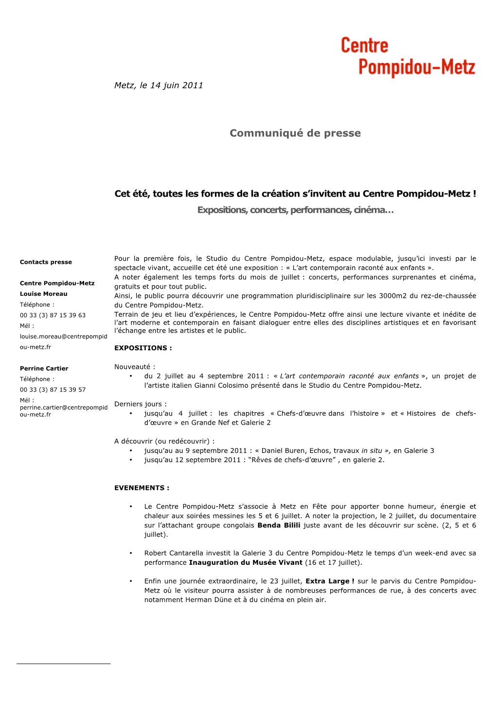 Communiqué De Presse