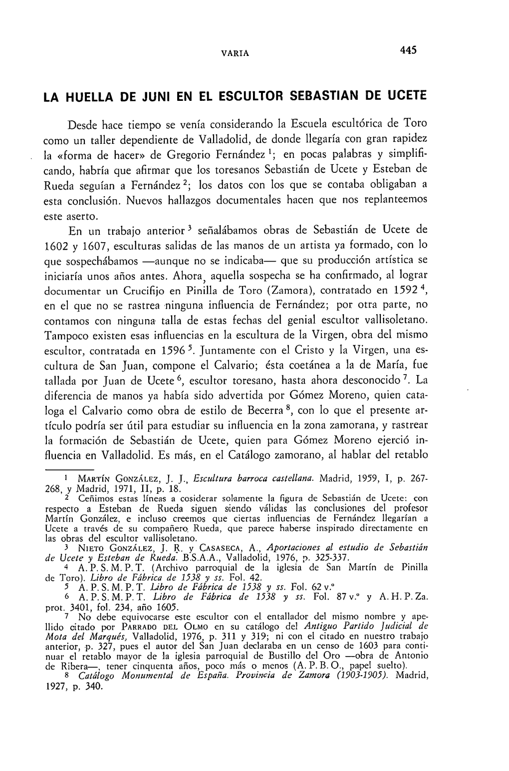 La Huella De Juni En El Escultor Sebastian De Ucete