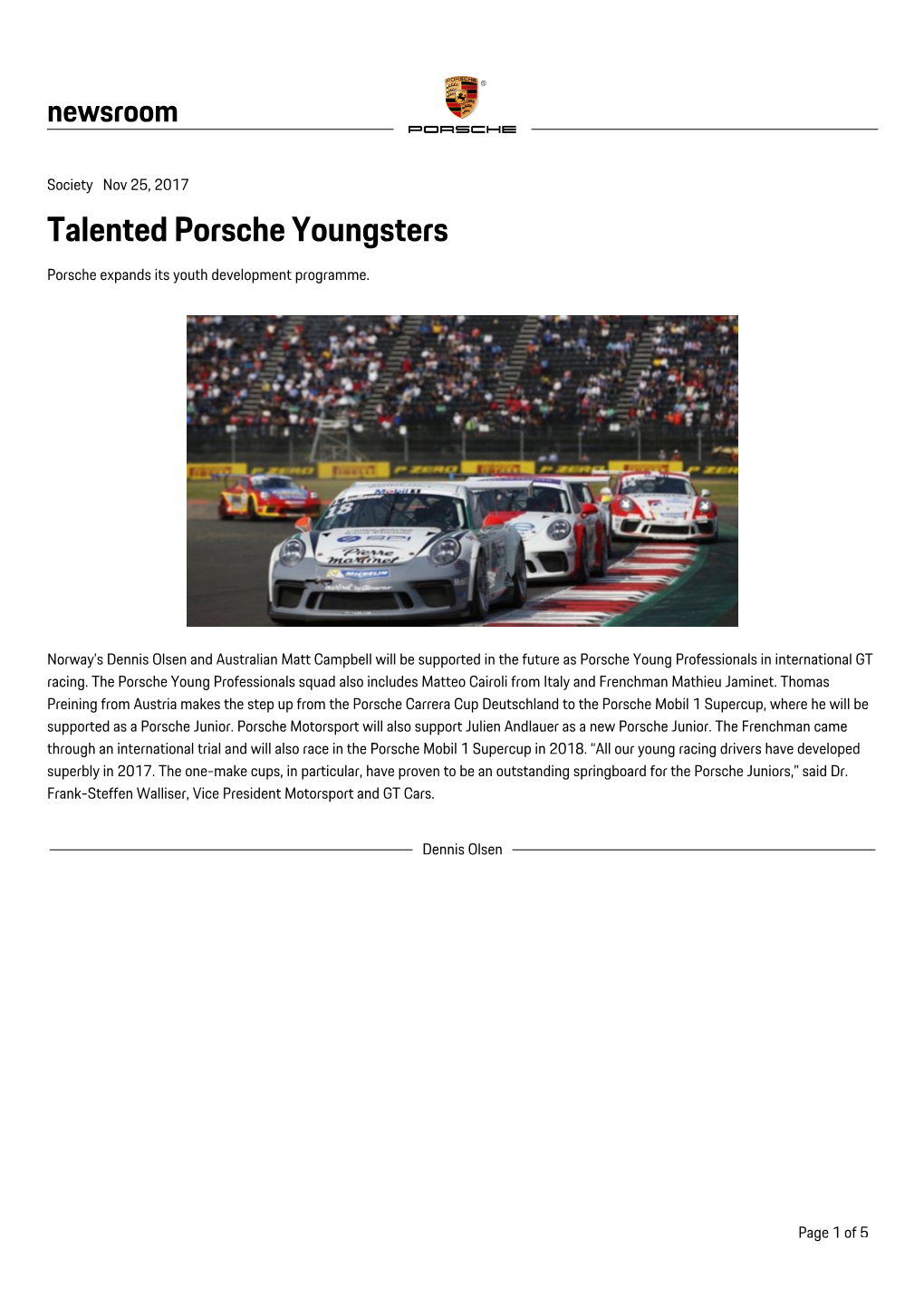 Talented Porsche Youngsters Porsche Expands Its Youth Development Programme