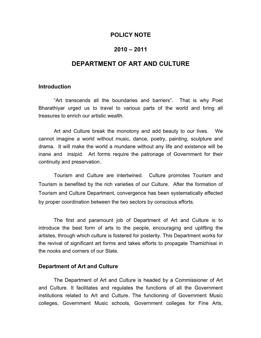 Department of Art and Culture