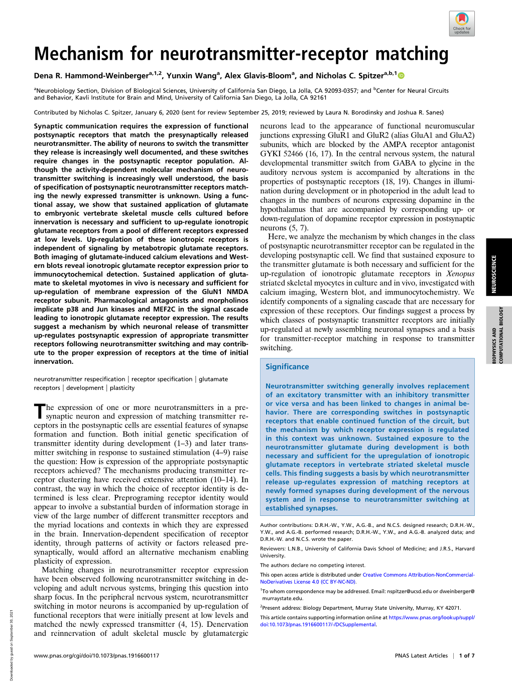 Mechanism for Neurotransmitter-Receptor Matching