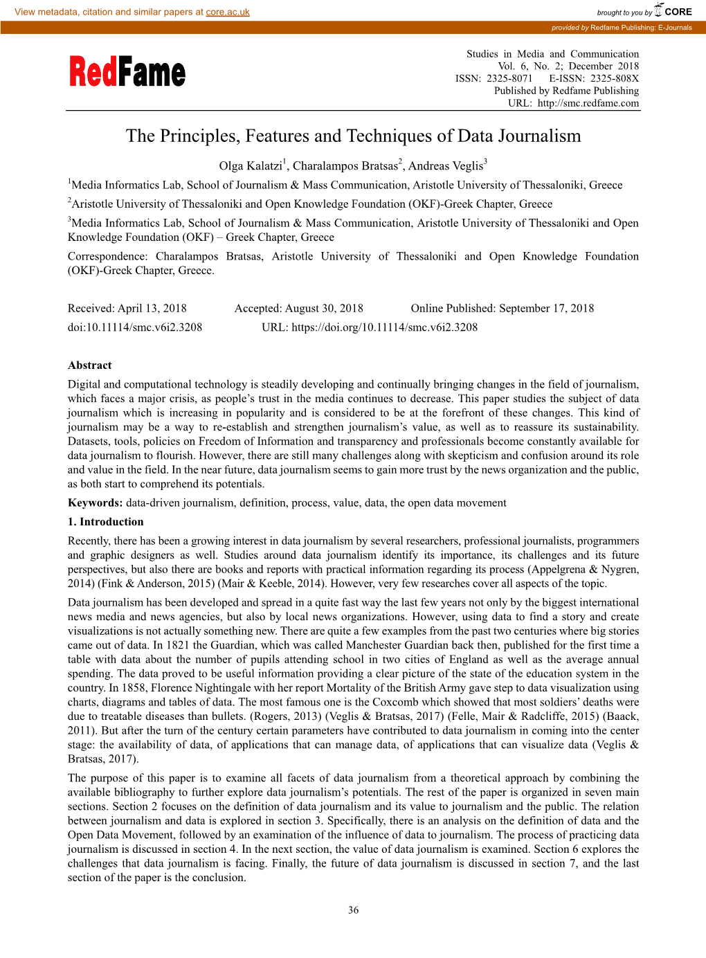 The Principles, Features and Techniques of Data Journalism