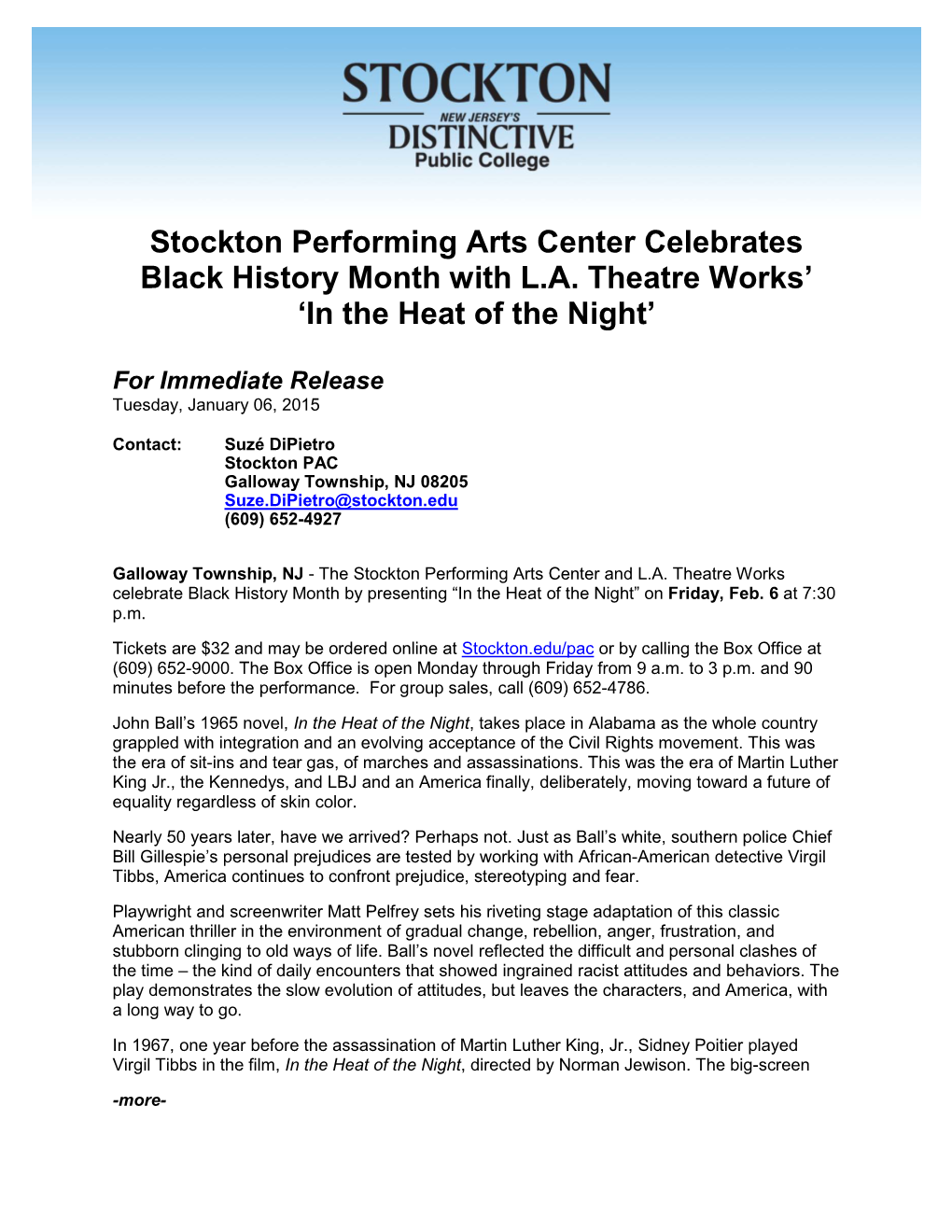 Stockton Performing Arts Center Celebrates Black History Month with L.A