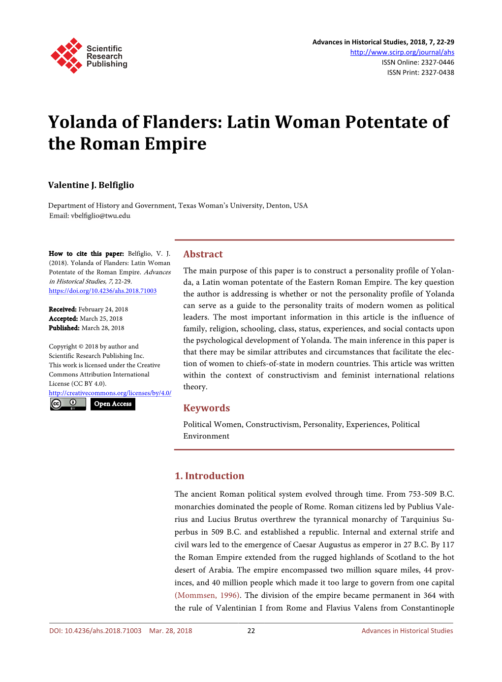 Yolanda of Flanders: Latin Woman Potentate of the Roman Empire