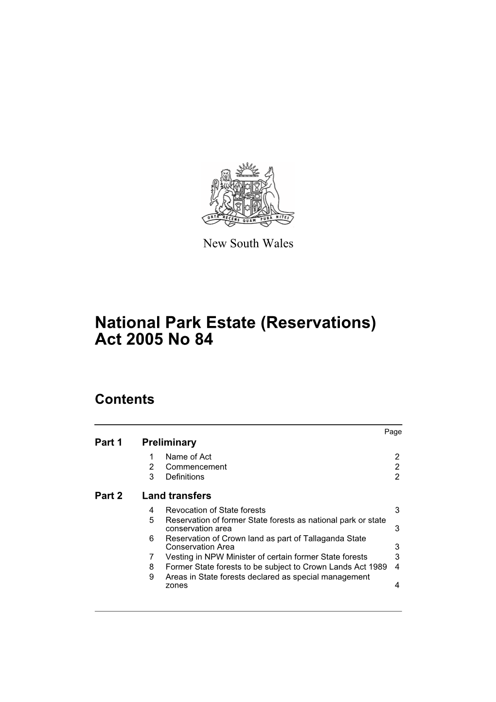 National Park Estate (Reservations) Act 2005 No 84