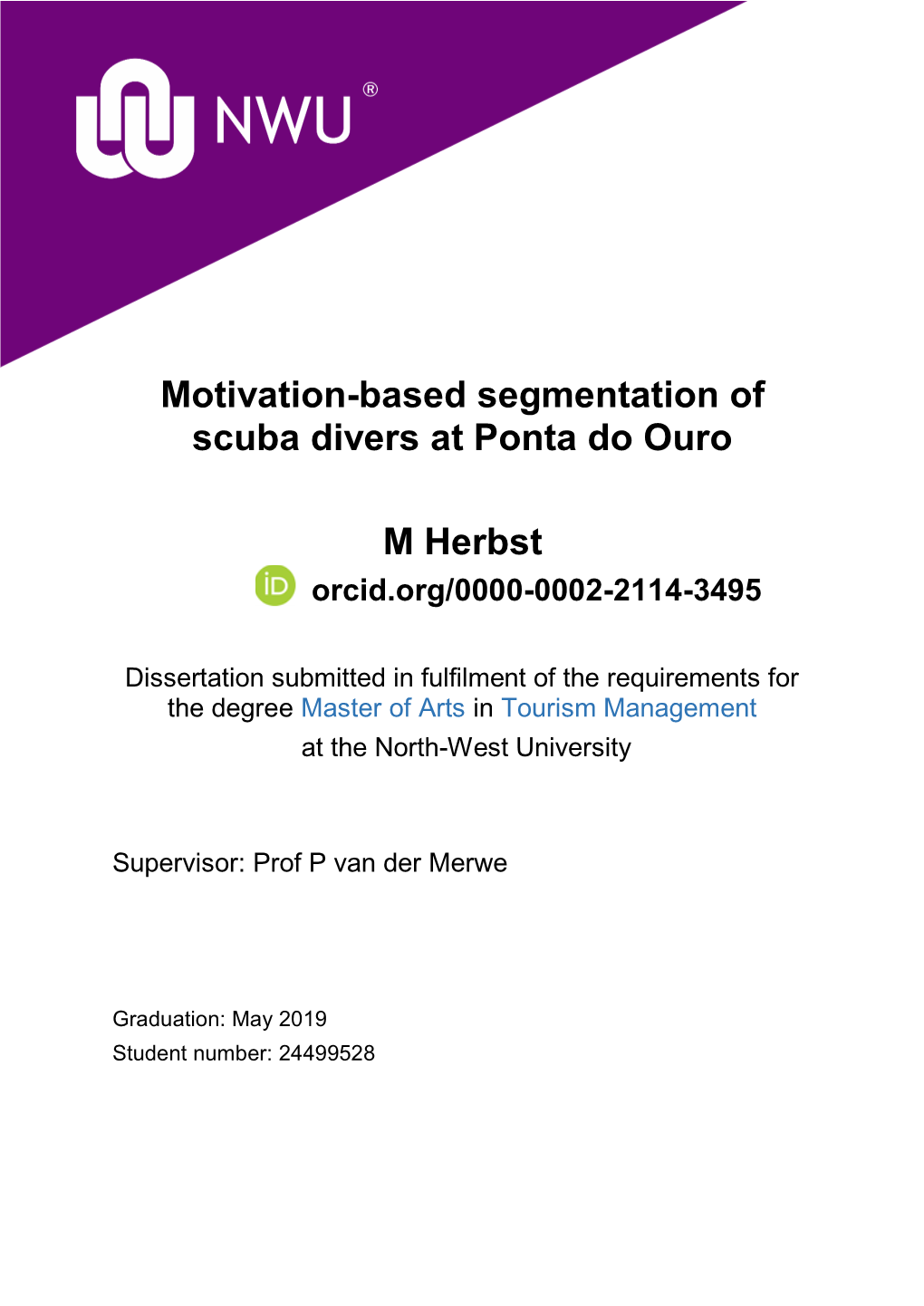 Motivation-Based Segmentation of Scuba Divers at Ponta Do Ouro M