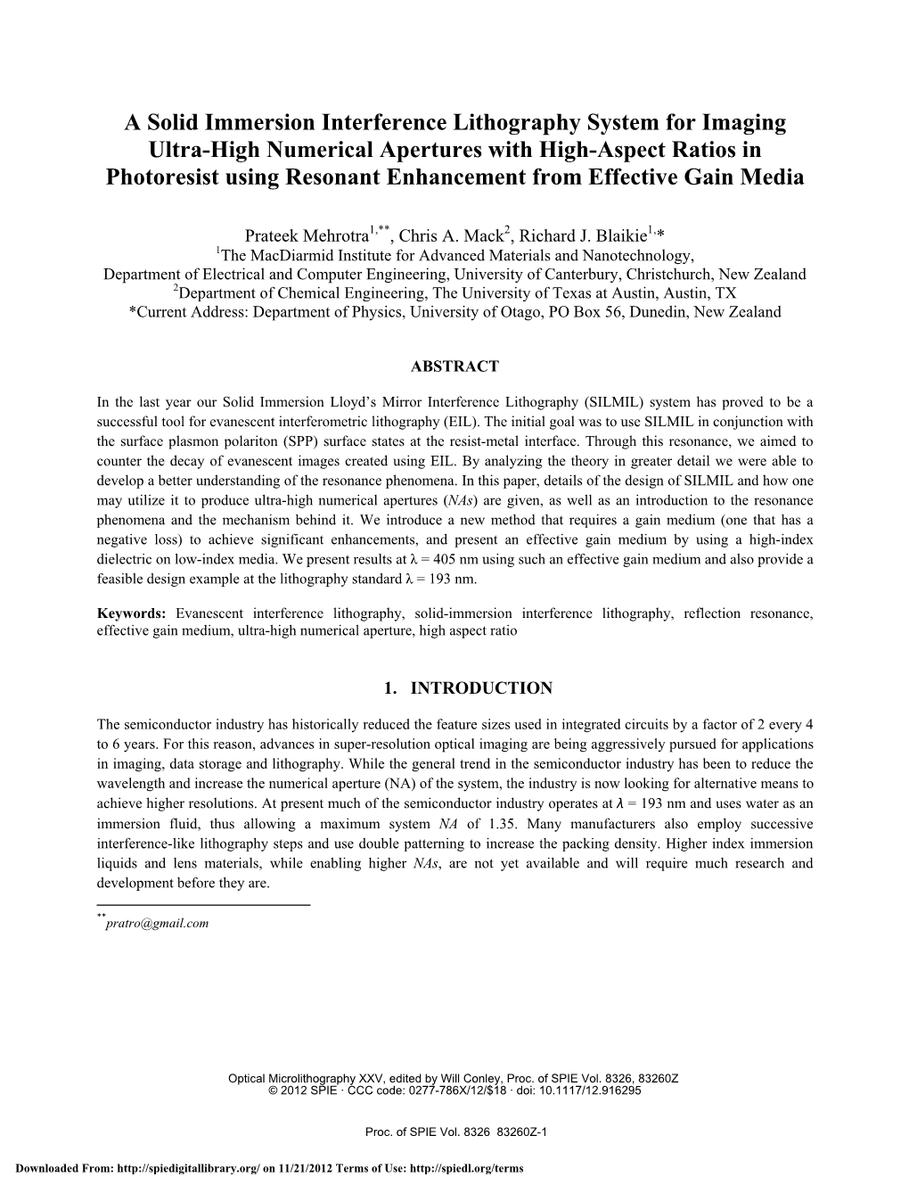 A Solid Immersion Interference Lithography System for Imaging