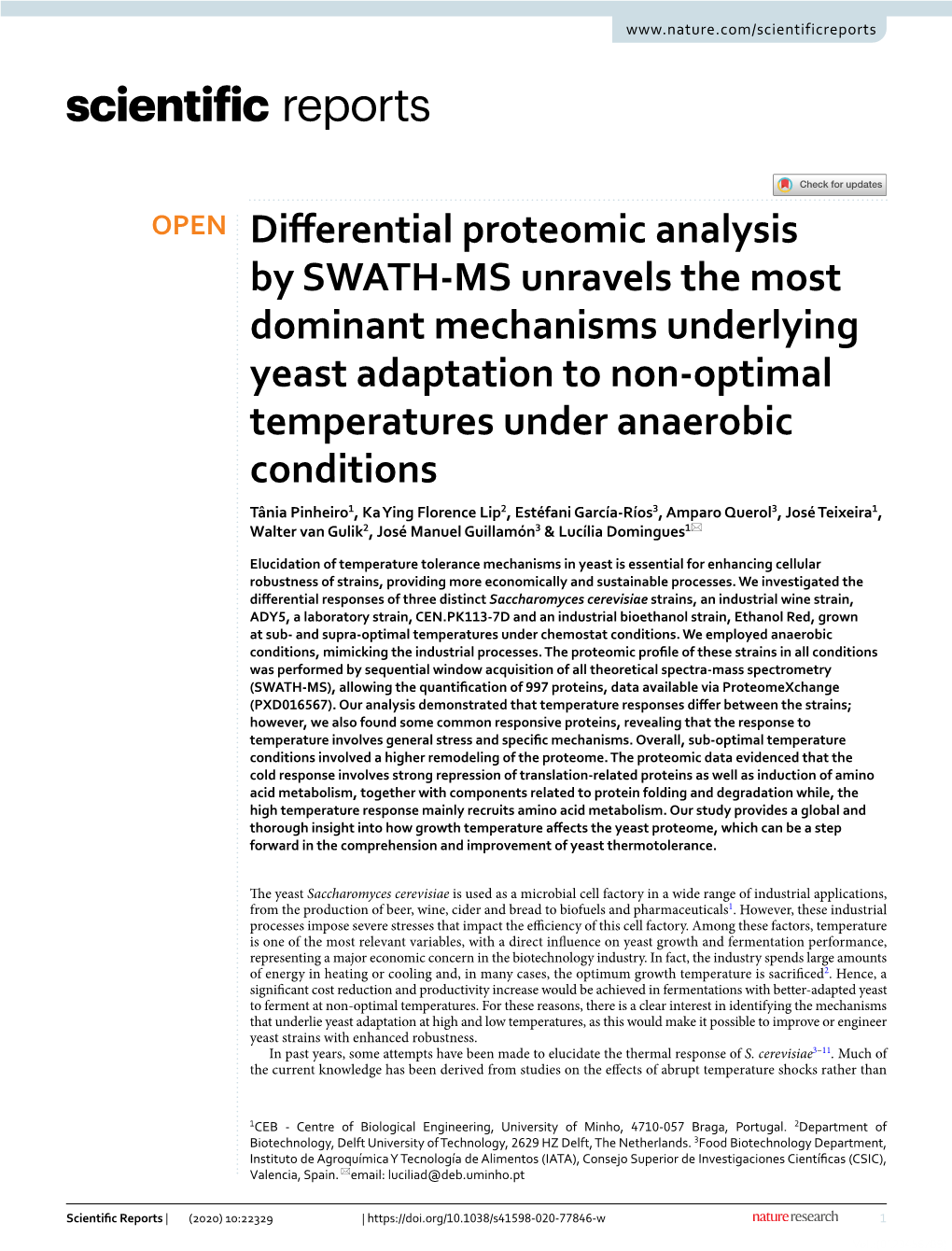 Differential Proteomic Analysis by SWATH-MS Unravels the Most