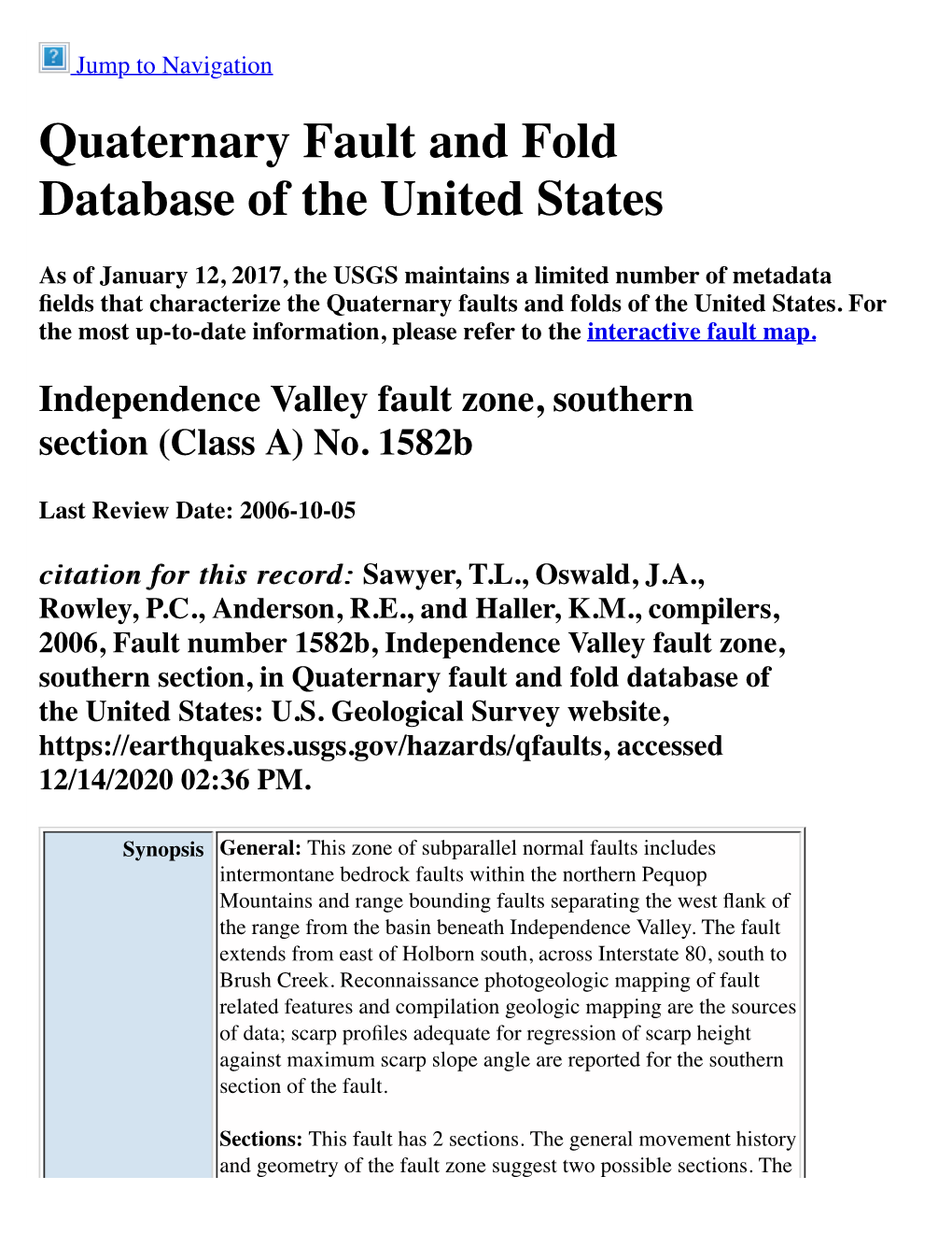 Quaternary Fault and Fold Database of the United States