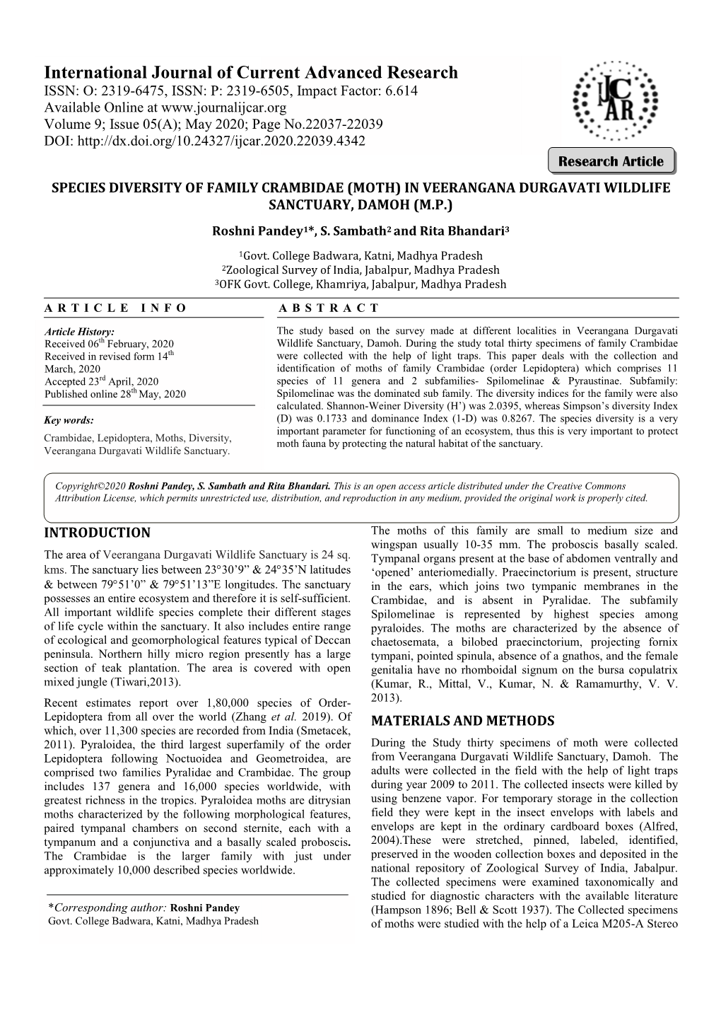 International Journal of Current Advan Urnal of Current Advanced Research