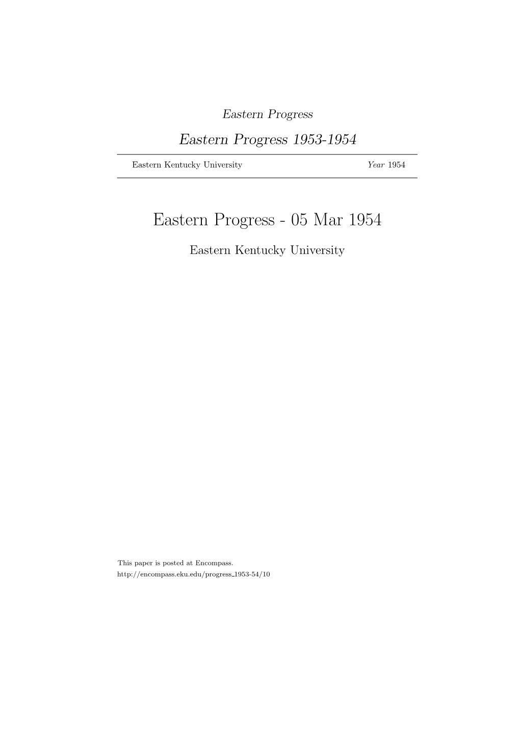 Eastern Progress Eastern Progress 1953-1954