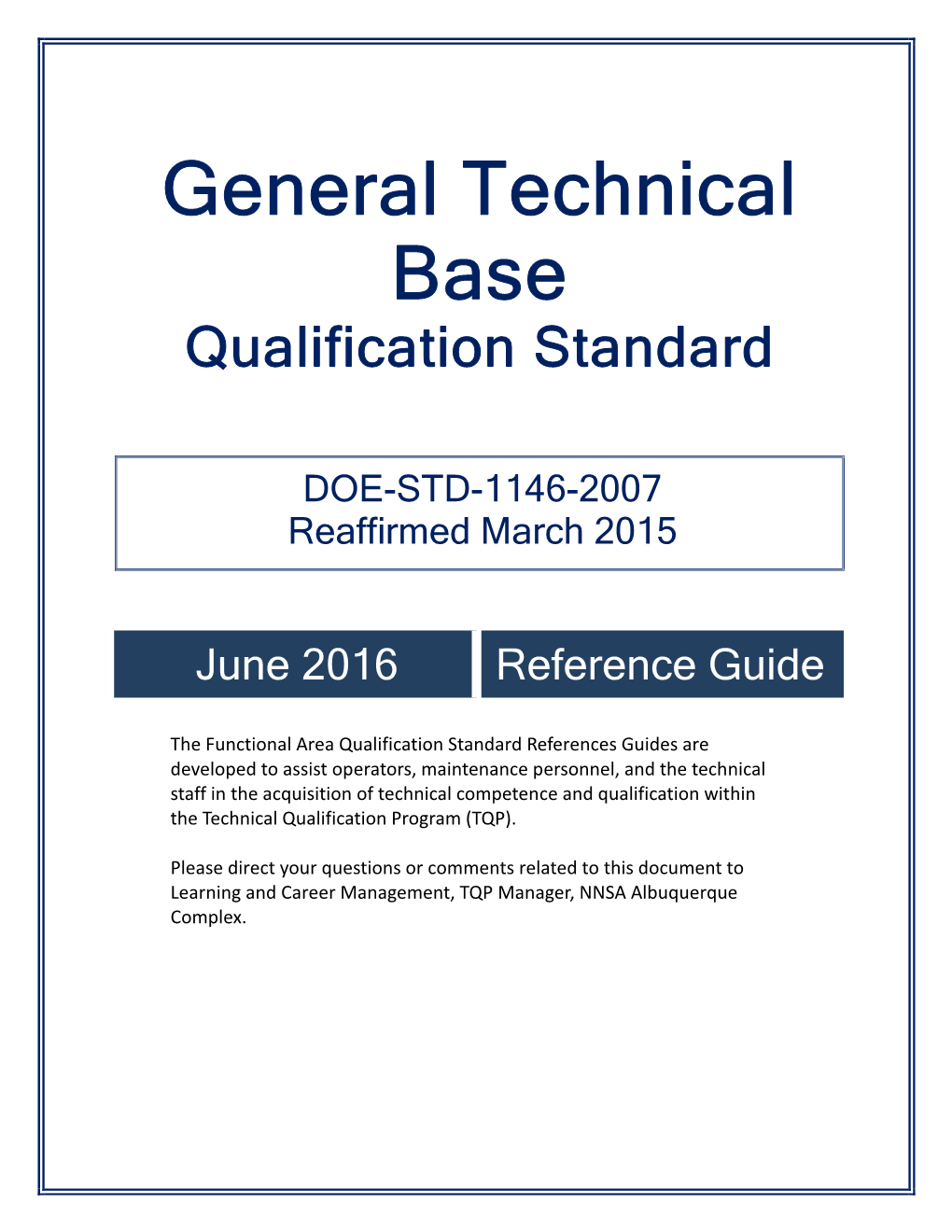 General Technical Base Qualification Standard