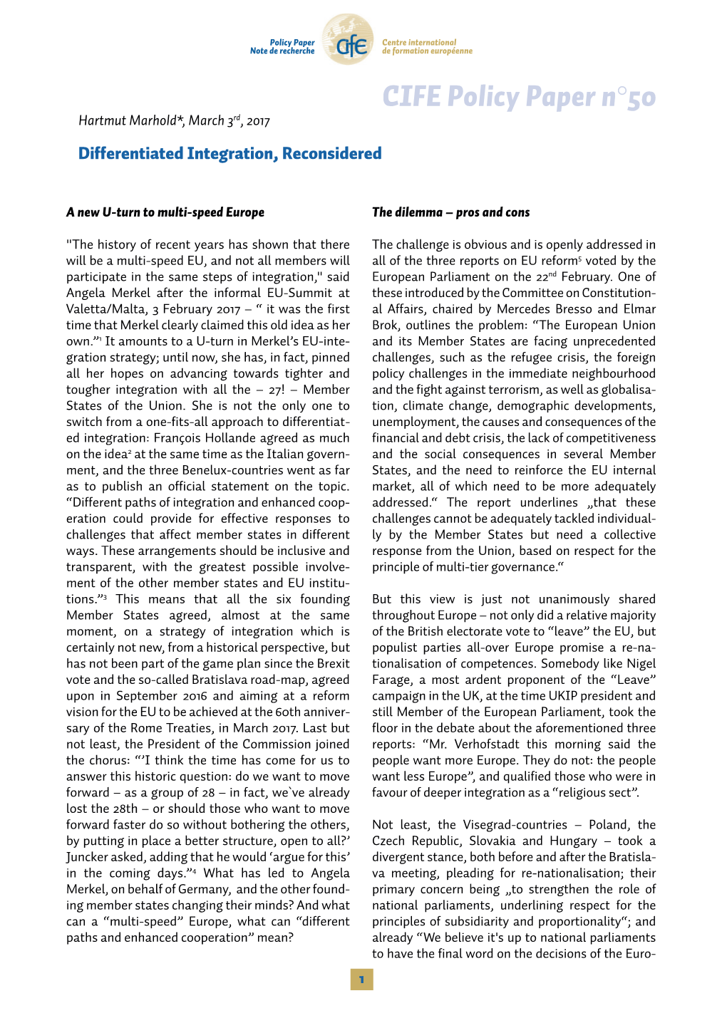 Differentiated Integration, Reconsidered