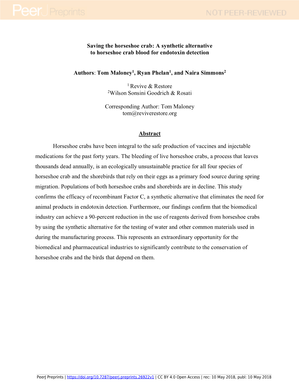 A Synthetic Alternative to Horseshoe Crab Blood for Endotoxin Detection