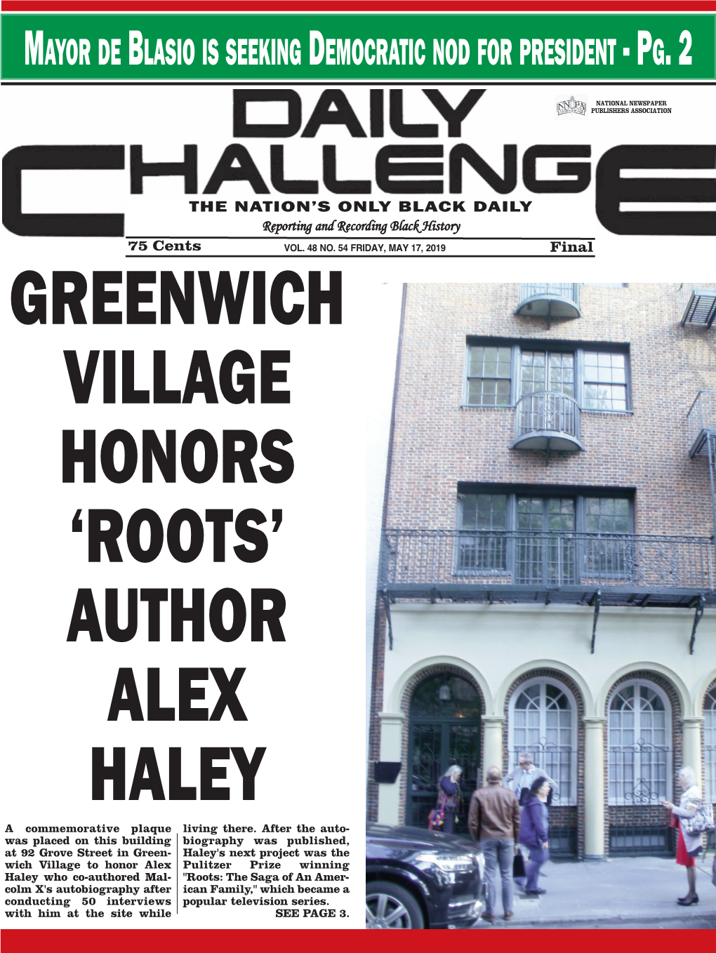 Author Alex Haley on a Greenwich Village Building American History,” She Said