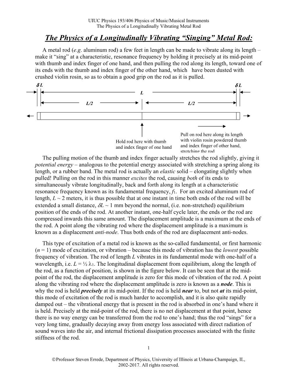 The Physics of a Longitudinally Vibrating “Singing” Metal Rod