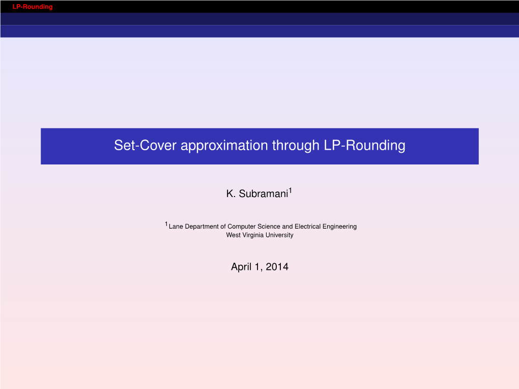 Set-Cover Approximation Through LP-Rounding