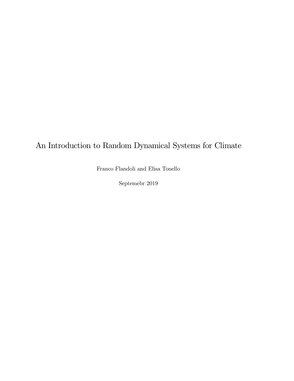 An Introduction to Random Dynamical Systems for Climate