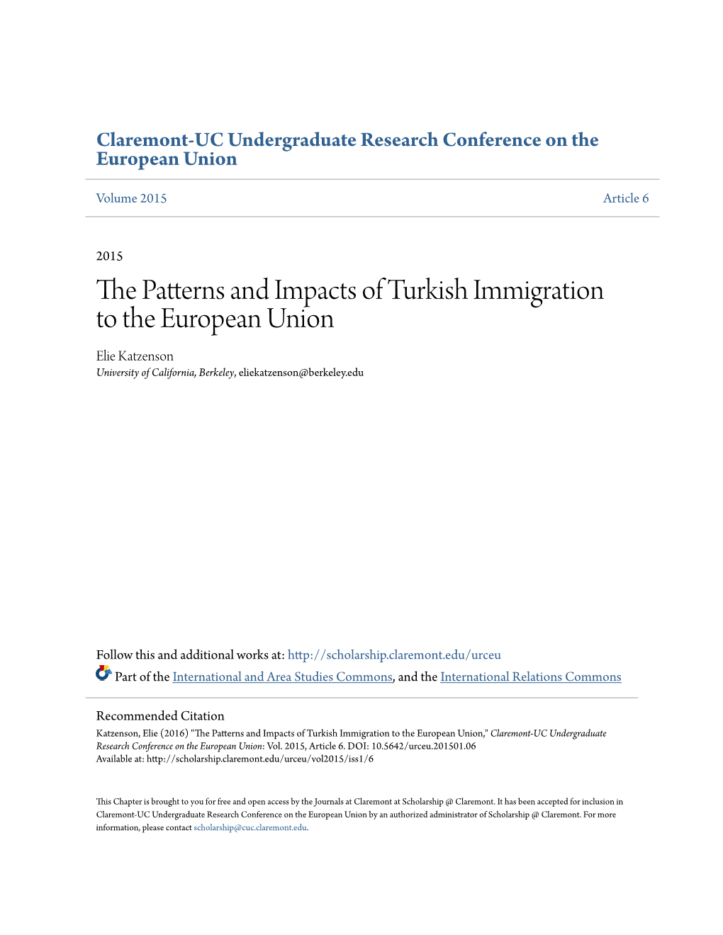 The Patterns and Impacts of Turkish Immigration to the European Union